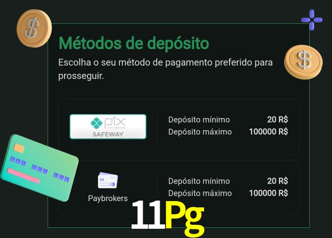 O cassino 11Pg oferece uma grande variedade de métodos de pagamento